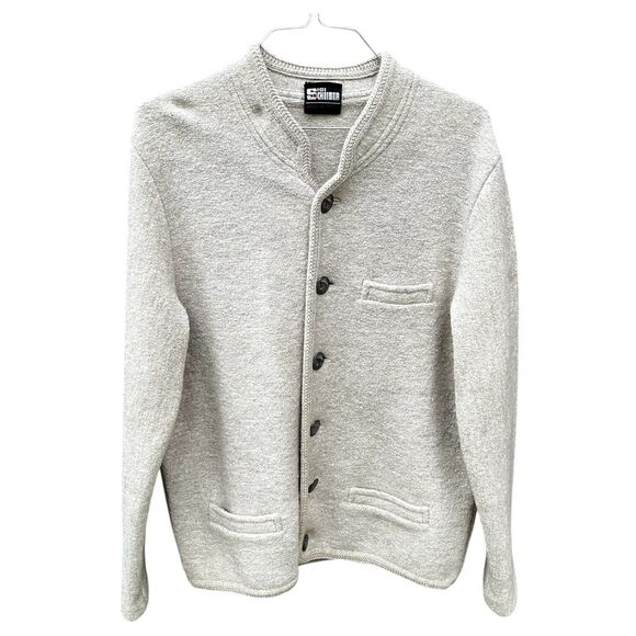Vintage Sigi Scheiber Austrian Tyrol Wool Jacket Cardigan Khaki Metal Button - Picture 1 of 16